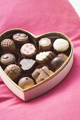 Chocolates in heart-shaped box