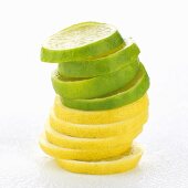 Slices of lime and lemon, stacked