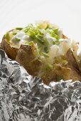 Baked potato with quark and chives (detail)