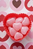 Pink heart-shaped sweets for Valentine's Day