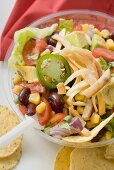 Mexican salad to take away (overhead view)