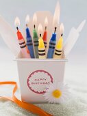Crayon birthday candles (lit)