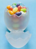 Jelly beans in glass Easter egg
