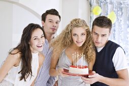 Young people celebrating birthday