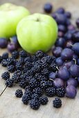Blackberries, damsons and apples