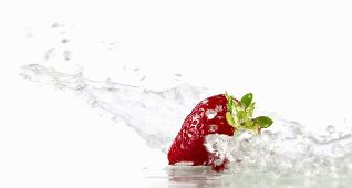 Strawberry with splashing water