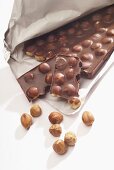 Hazelnut chocolate in silver paper