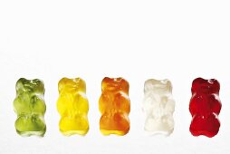 Five Gummi bears in a row