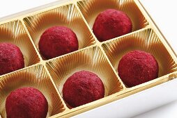 Chocolate truffles in box