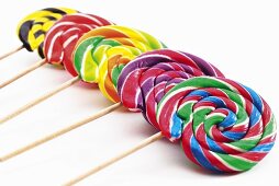Coloured lollipops, elevated view, close-up