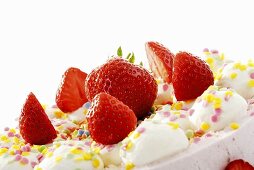 Erdbeer-Sahne-Torte mit Zuckerkonfetti (Ausschnitt)