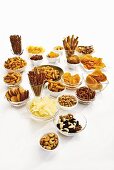 Assorted snacks (salted snacks, trail mix, crisps, crackers, nuts)