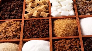 Various types of sugar in type case