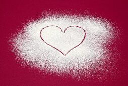 Heart in icing sugar