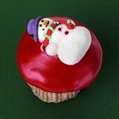 Cupcake with snowman decoration