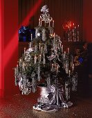 Weihnachtsbaum üppig mit Silberlamet ta