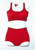 Rotes Bustier und Panty aus einem Baumwoll-Lycra-Gemisch