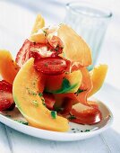 Melone und Erdbeeren mit Parmaschinken