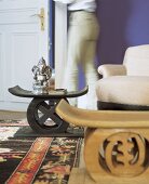 Ashanti stool made of osage wood with carvings