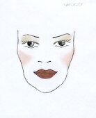 Sketch of woman's face with natural looking make-up