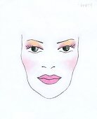 Sketch of woman's face with glamorous make-up
