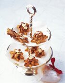 Star shaped ginger cookies on cake stand