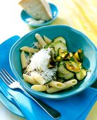 Rigatoni with zucchini in bowl for capri diet