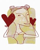 Illustration of woman holding hearts symbolizing the zodiac sign Libra