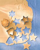 Star shaped cut outs from cookie dough