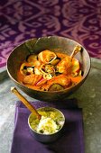 Eggplant chicken casserole in bowl