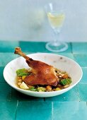 Confit of goose with barley stew