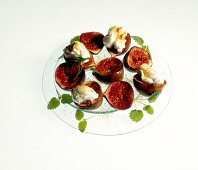 Fig dessert on glass plate