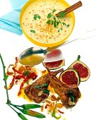 Kokos-Linsen-Suppe "Bombay" und Lammsteaks mit Feigen