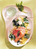Turkey saltimbocca with Ebly on plate