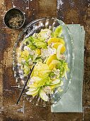 Potato salad with apples, celery and a mustard dressing