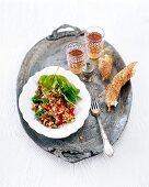 Green lentil salad on plate