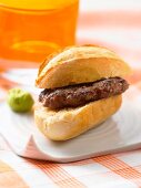 Close-up of Asian wasabi burger on plate