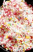 Close-up of colourful sugar pearls