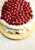 Raspberry cake with cream
