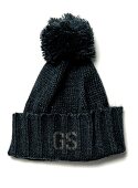 Close-up of black woolly hat on white background