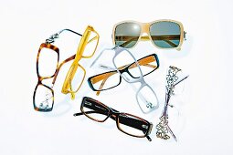 Close-up of glasses on white background