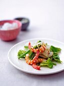 Shrimp with vegetables on plate