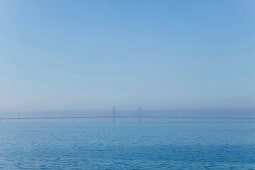 View of sea and Oresund bridge connecting Sweden and Denmark