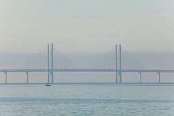 View of sea and Oresund bridge connecting Sweden and Denmark