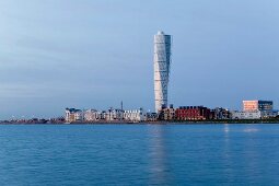 View of Turning Torso skyscraper in Malmo, Sweden