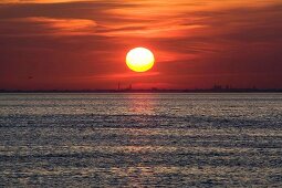 Beautiful sunset over Oresund strait, Malmo, Sweden