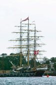 Sailing ship of George Stage moored at port of Copenhagen, Denmark