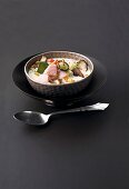 Fish shiitake mushroom curry in bowl