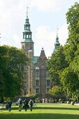 View of Rosenborg Castle with garden in Copenhagen, Denmark