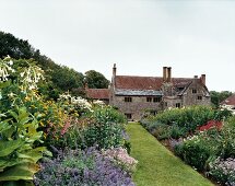 View of mansion Isle of Wight and garden, England, UK